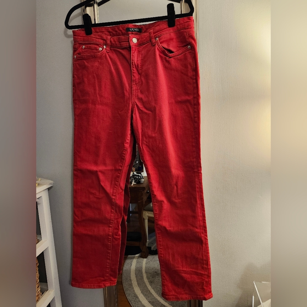 Lauren Red Straight Leg Women's Jeans